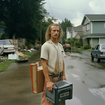 Film still amazon delivery worker. Movie directed by