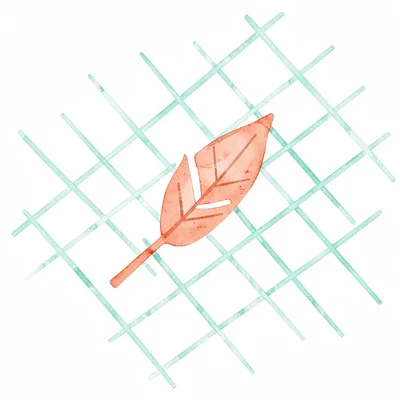 flat-vector single trellis-shape abstract — diagonal grid of slim mint lines wit