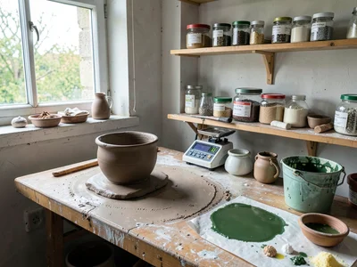 Glaze Chemistry Workspace with Scales