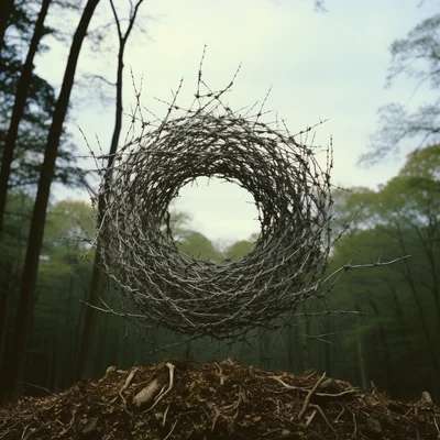 Land Art Photo by Andy Goldsworthy Barbed wire woven