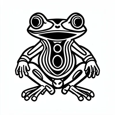 Frog — crouching, symmetrical flanking legs, dorsal ovoid, round mouth