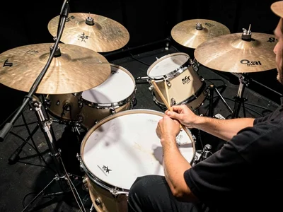 Drum kit from drummer's perspective