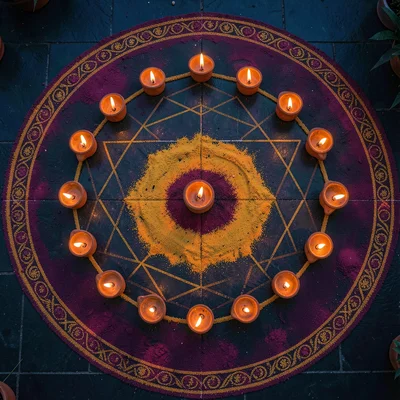 Spiral Diya Arrangement Sacred Geometry