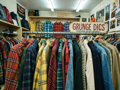 Flannel abundance, plaids of every color, the grunge never dies section