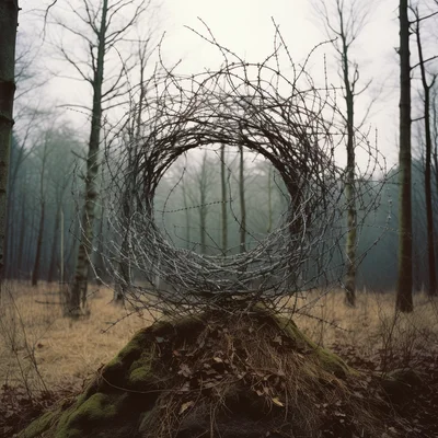 Land Art Photo by Andy Goldsworthy Barbed wire woven