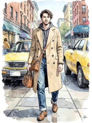 Hailing taxi statement coat