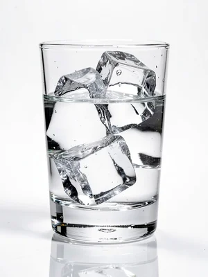Glass of water with ice, simple transparency study, pure form