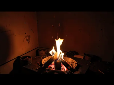 Firelight as only room illumination