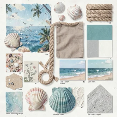 Coastal shells rope ocean