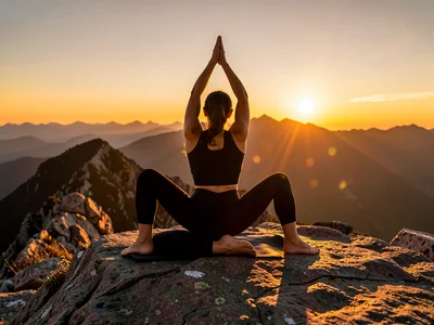 Yoga on mountaintop