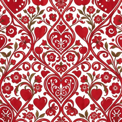 Scandinavian folk hearts red