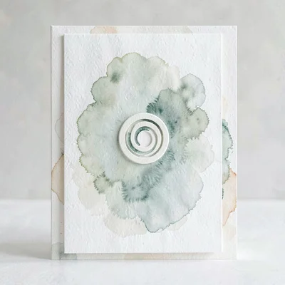 Tall vertical quotecard arrangement with a single calm circular crest motif, sag