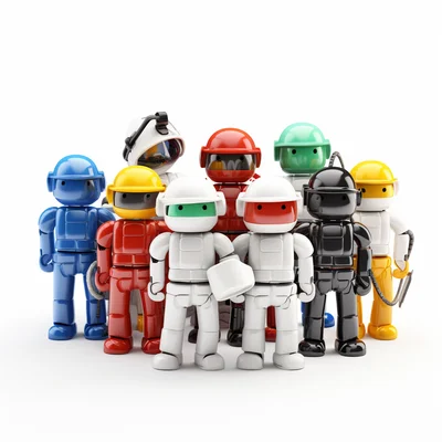 Clean white 3D background multicolor plastilina robot