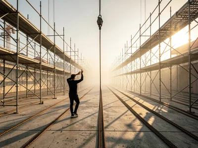 Stage Floor Perspective — Scaffold Planks Receding