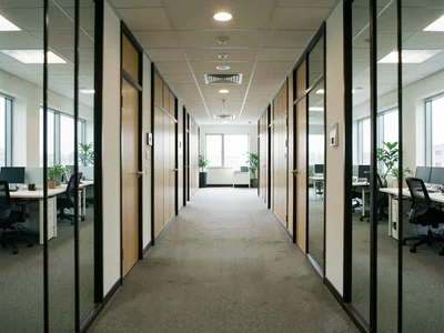 Office corridor centered view