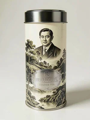 Oolong Caddy Painted Enamel Landscape