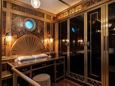 First-Class Cabin with Marquetry Bedhead