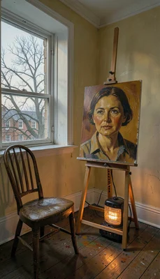 Oil painting, portrait, realistic but painterly, visible brushstrokes on linen, 