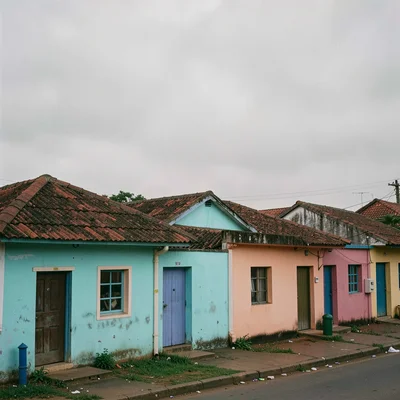 Overcast flat light in Accra, Ghana turning surfaces into pure color fields, Pai