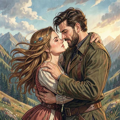 A woman in the arms of a highlander