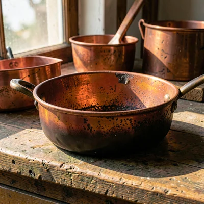 Copper Patina and Tin Lining Detail