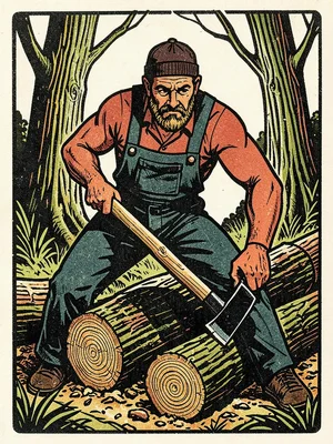 Woodcutter at work