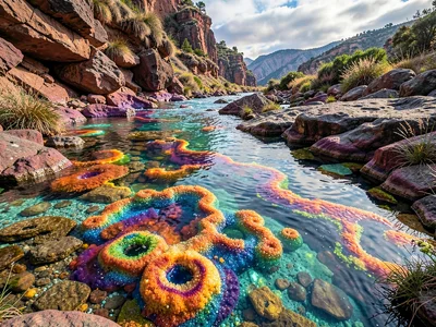 Thermal river carrying minerals creating colors