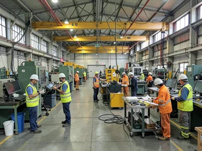 Factory floor with workers