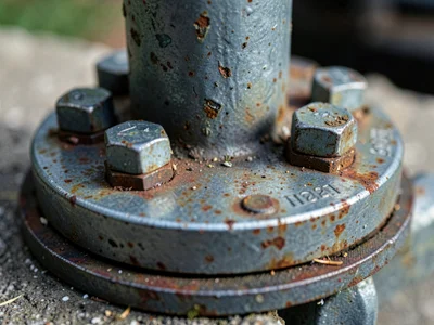 Street lamp base flange, anchor bolt nuts with security caps