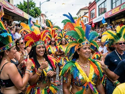 Rio Carnival from inside the parade, feathers and sequins and skin and color