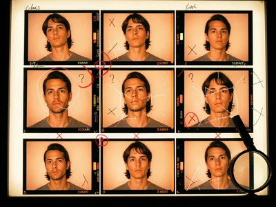 A contact sheet from a portrait studio session on medium format film, twelve lar