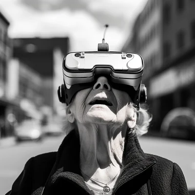 Street photo in the style of Vivian Maier An elderly