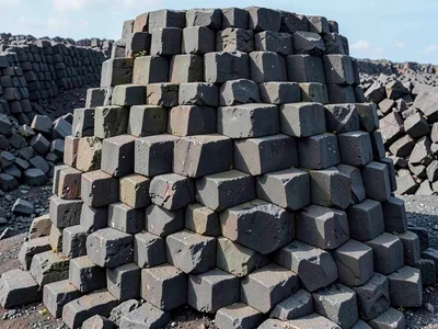 Stacked basalt columns showing geometric perfection