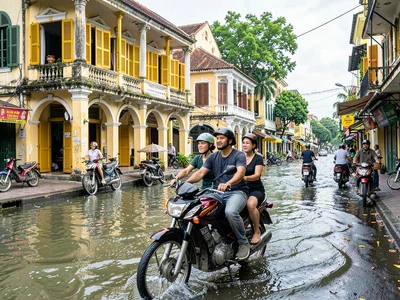 Vietnamese family on single motorbike