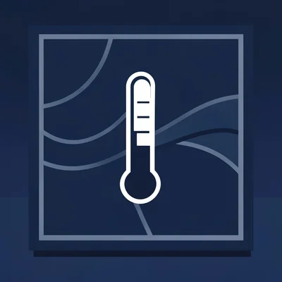 Square flat-vector emblem of a cooling-fabric motif with subtle wind lines and a