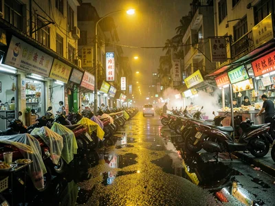 Scooters with rain ponchos