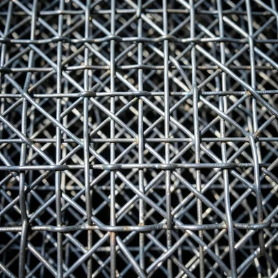 Welded wire grid with thick gauge, every intersection a bright weld nugget, stru