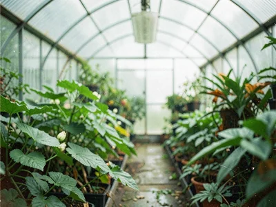 Greenhouse interior soft and humid