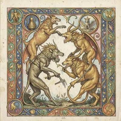 Mythical beasts in combat