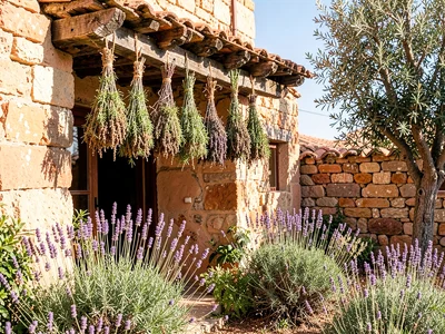 Dried Herb Bundles on Beam