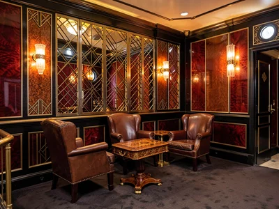 First-Class Smoking Room in Lacquer and Bronze
