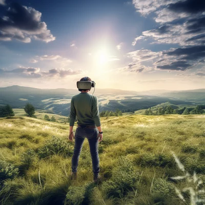 Virtual Reality AI Training Subject A person wearing