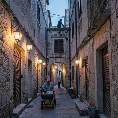 Historic medina photography, labyrinthine old city, Evening in the old city, lan