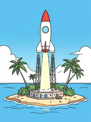 Rocket launch from island