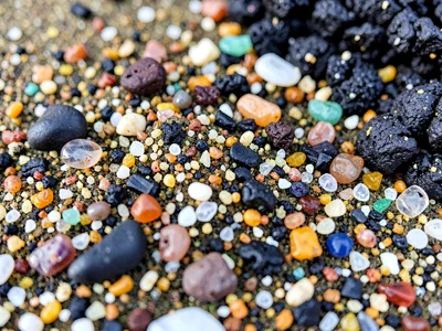 Sand from different beaches mixed showing origin