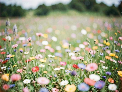 Wildflower field soft and impressionist