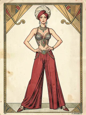 Harem pants jeweled turban