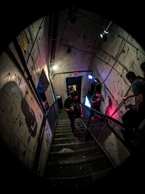 Underground club stairwell