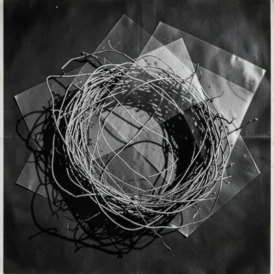 A nest of tangled wire as photogram — overlapping lines and spaces