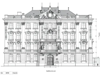 Baroque palace facade drawing